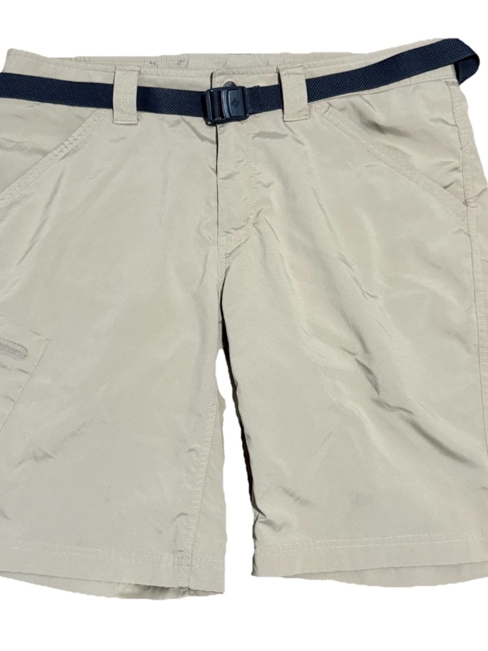 Columbia Cargo Shorts Omni Shade Tan Khaki Performance Belted 34 x 10 Outdoor